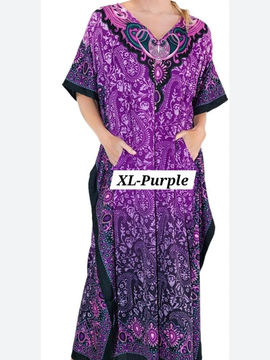 Miss Lavish Dresses & Skirts - Bohemian Purple Kaptan Maxi  Dress with Pockets XL